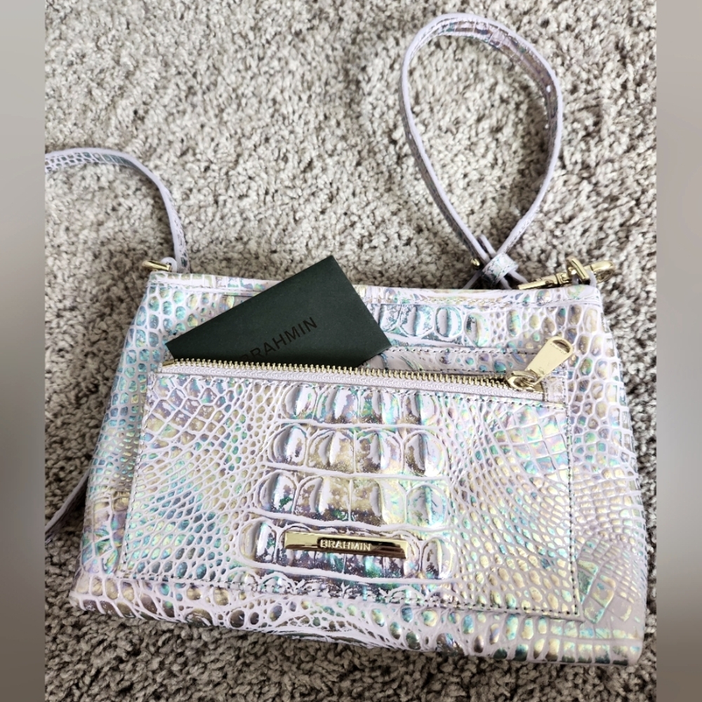 Brahmin Violet Wonderland Crocodile Embossed Crossbody Bag - Picture 2 of 12